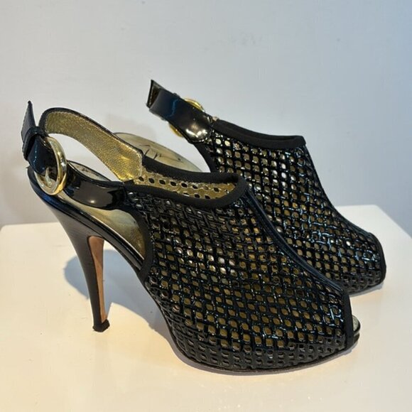 Giuseppe Zanotti Black Hidden  Platform Stiletto peep toe Sandals Size 6.5 - Picture 4 of 11